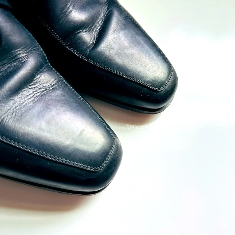Santoni Italy PRITCHARD Black Leather Derby 11927 Men's Apron Toe Shoes 9.5 Rare